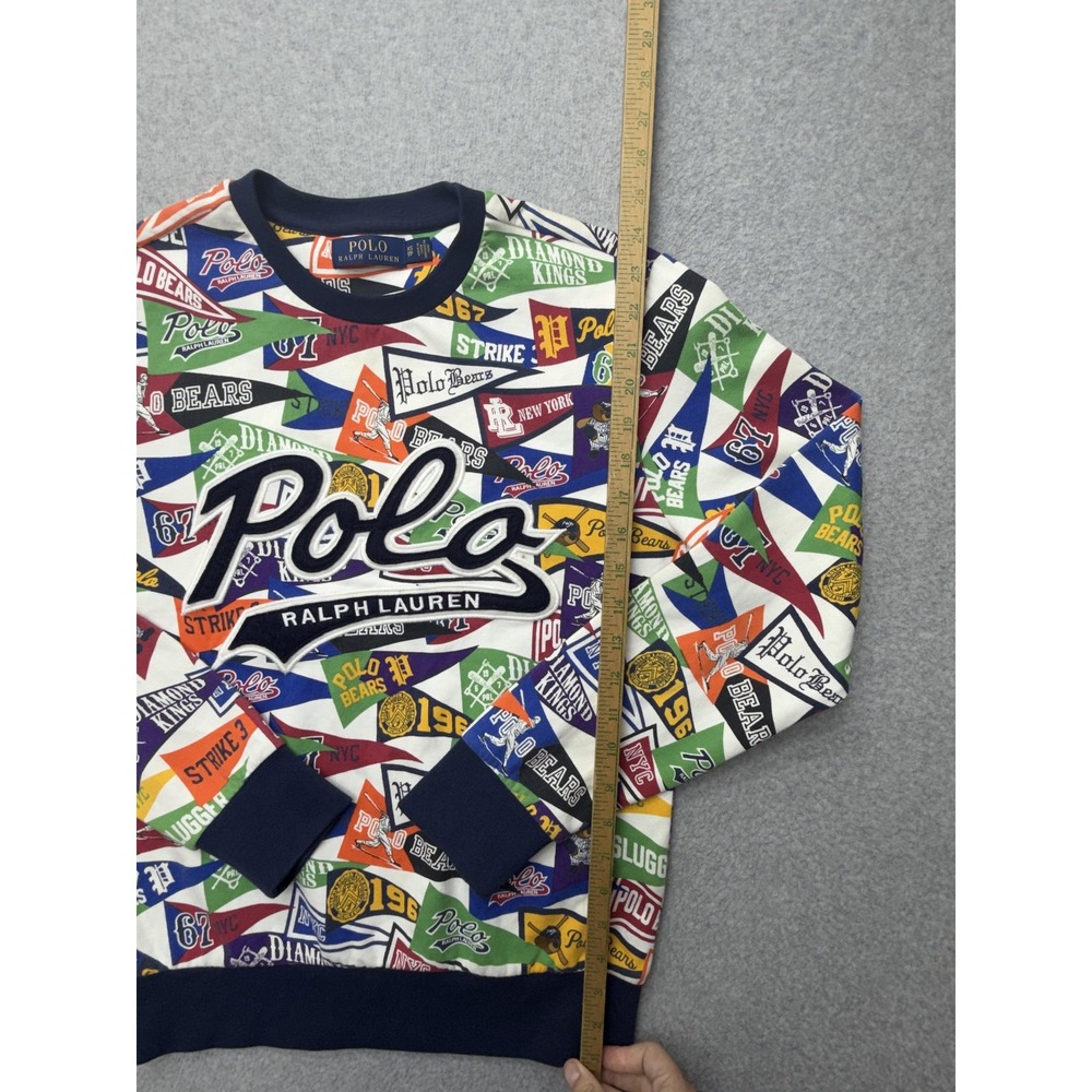 Polo Ralph Lauren Sweatshirt Mens XS Multicolor Pennant Fleece Pullover Logo - Picture 11 of 15